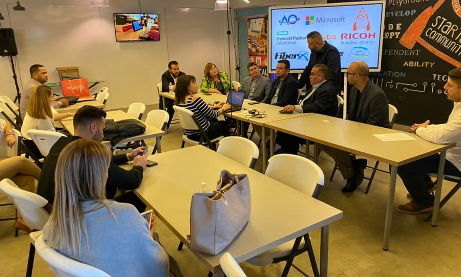 Teams building together during a hackathon at our Puerto Rico lab
